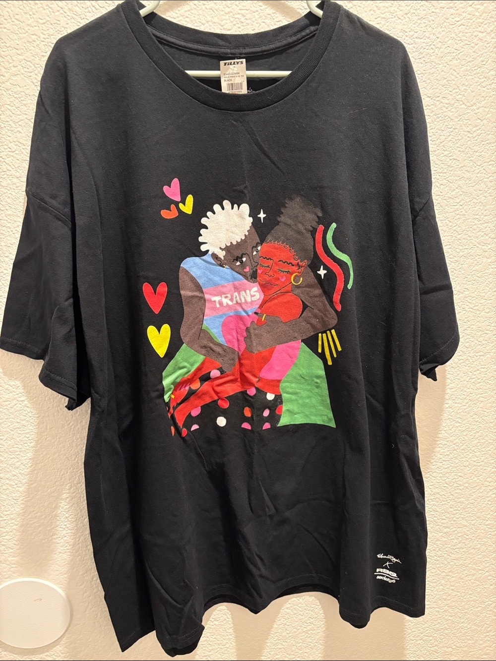 RSQ Black Short Sleeve Tee with Colorful Trans Pride Graphic